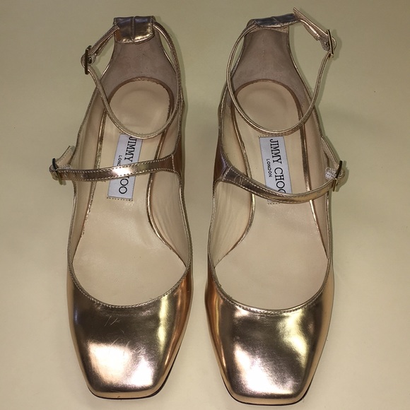 Jimmy Choo - Wilbur Rose Gold Mary Janes 38 - Picture 3 of 8